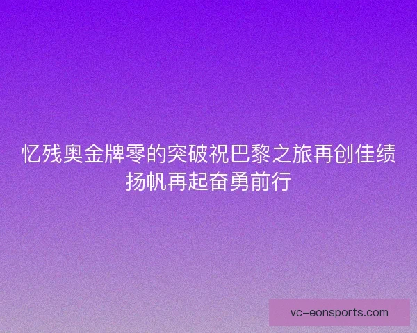 忆残奥金牌零的突破祝巴黎之旅再创佳绩扬帆再起奋勇前行